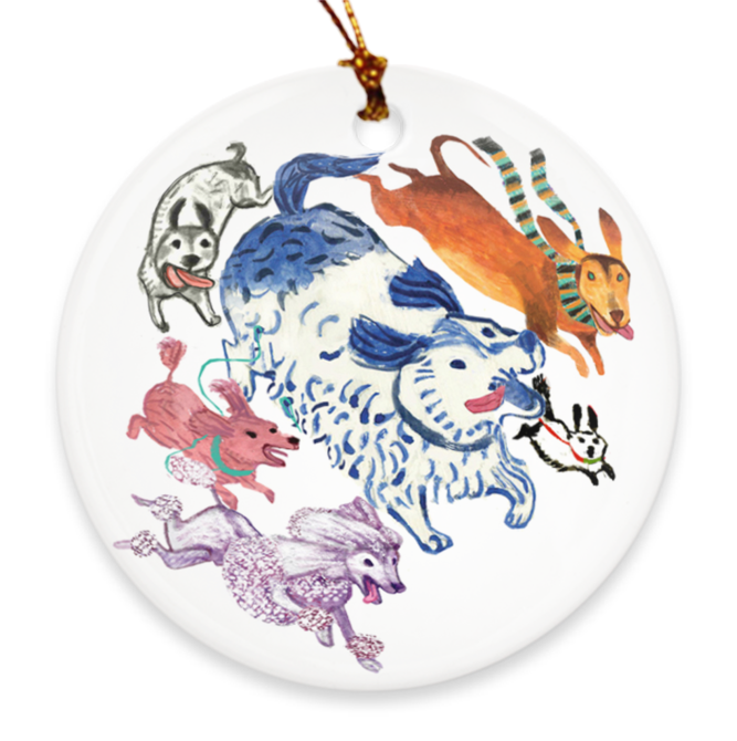 Hounds on Ice Porcelain Ornament