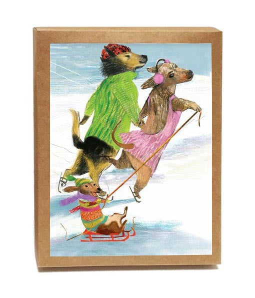 Dog Family Skate Boxed Notes - Set of 8 Cards