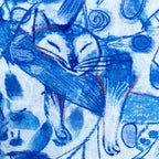 Blue Catousse Tea Towel