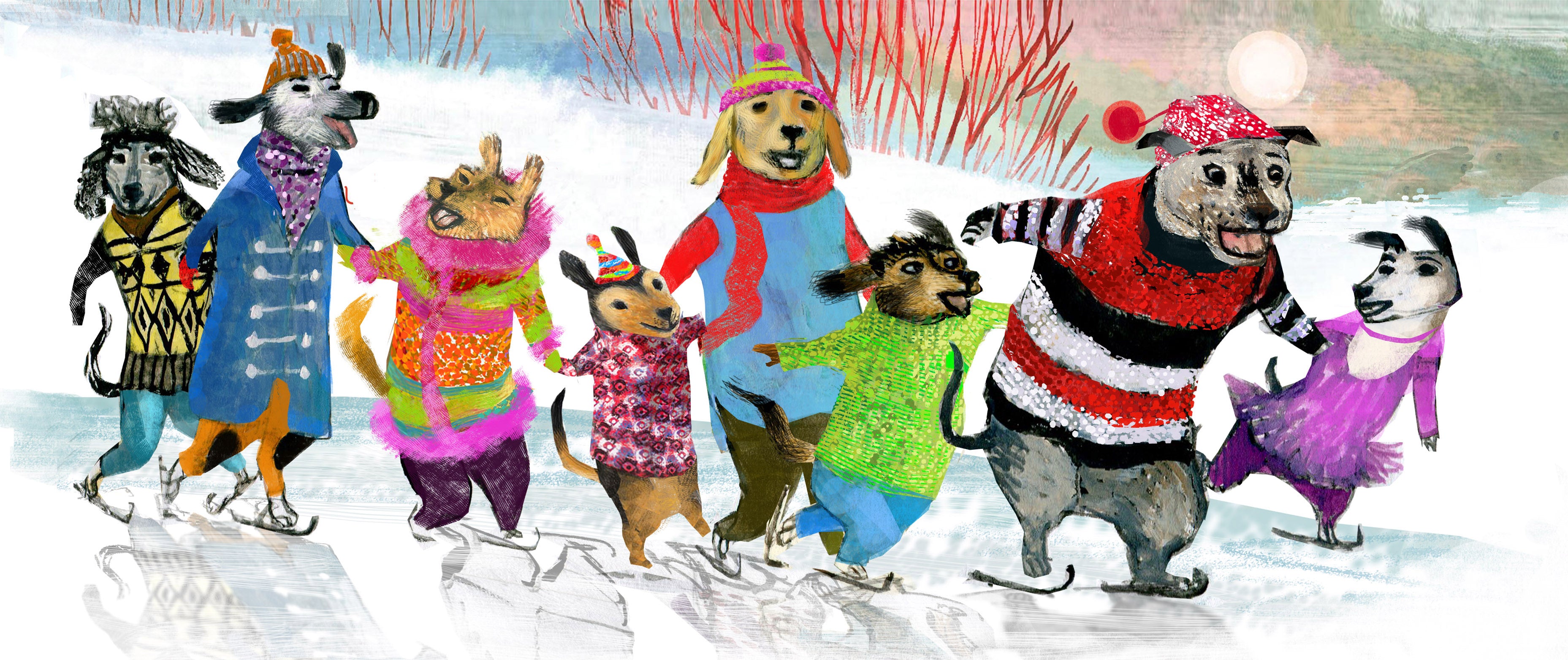 Dogs Skating Boxed Notes | Single design set - 8 Trifold Cards