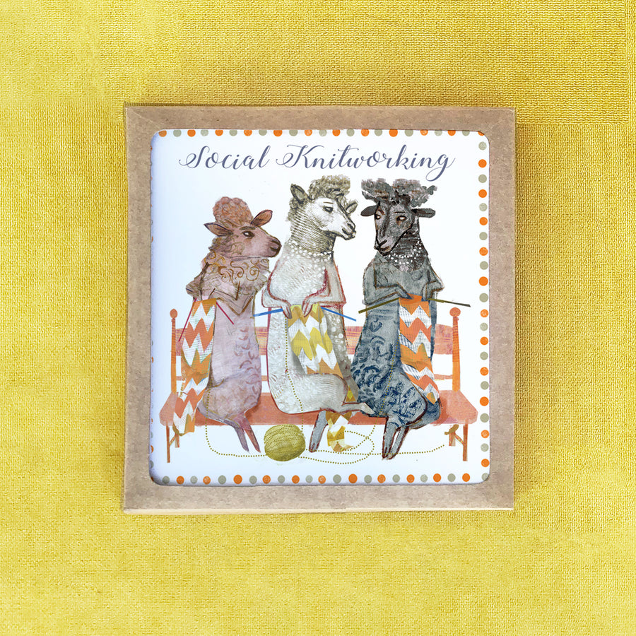 NEW - Social Knitworking - Set of 6 Square Cards