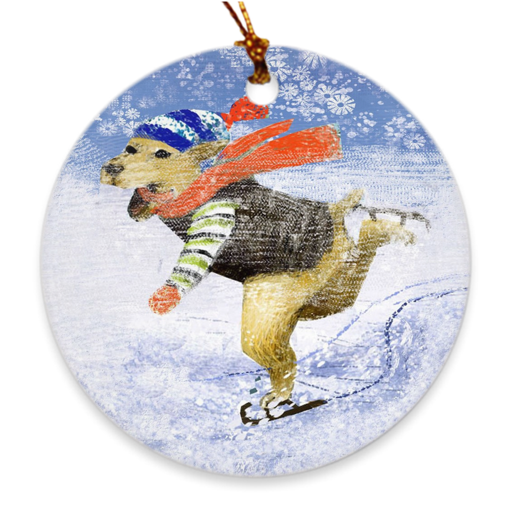 Hounds on Ice Porcelain Ornament
