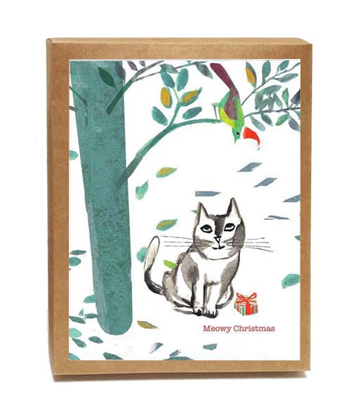 Meowy Christmas Boxed Notes | Single design set - 8 Cards